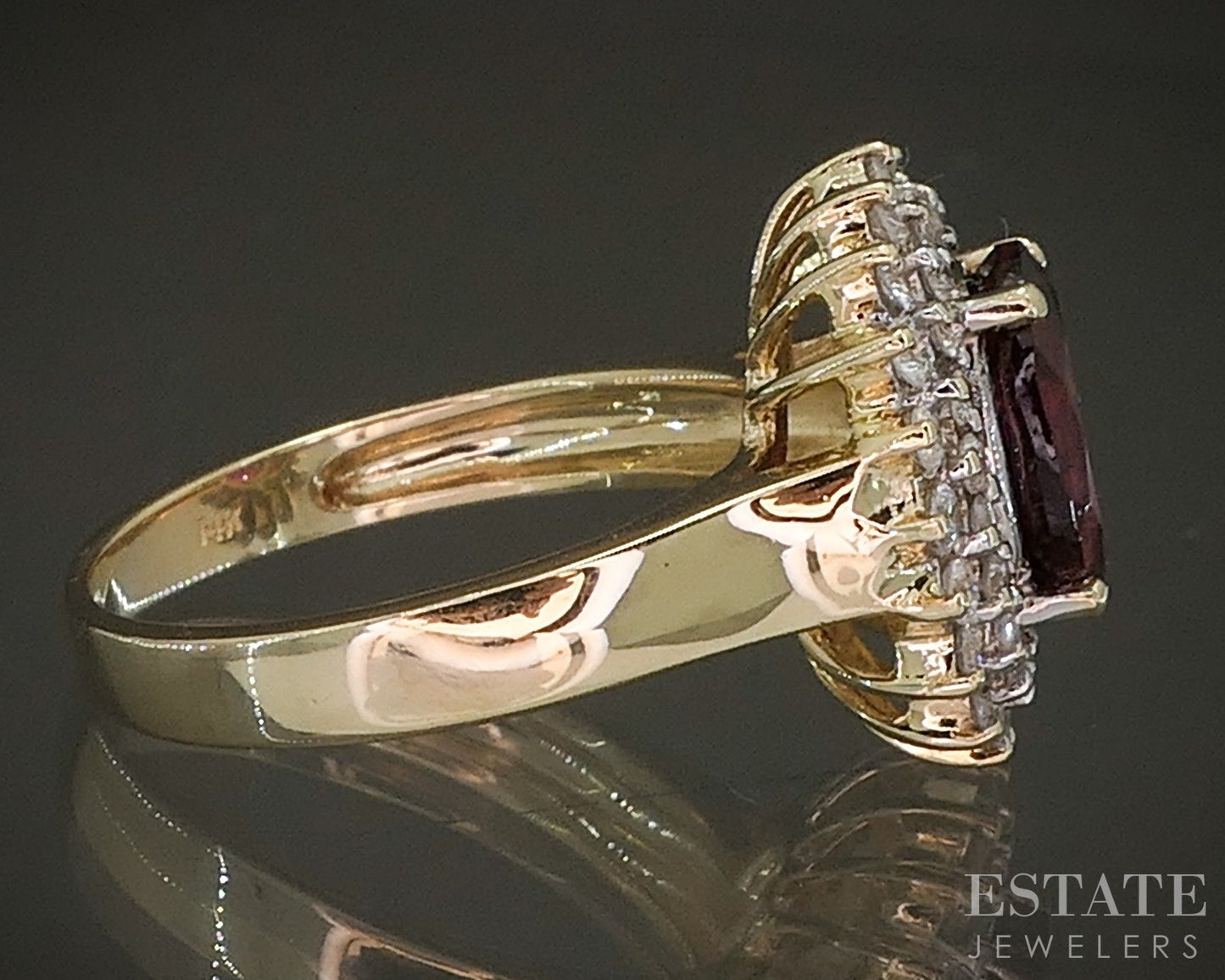 14k Yellow Gold Oval Natural Pink Tourmaline & Diamond Halo Ring 4.7g p23578