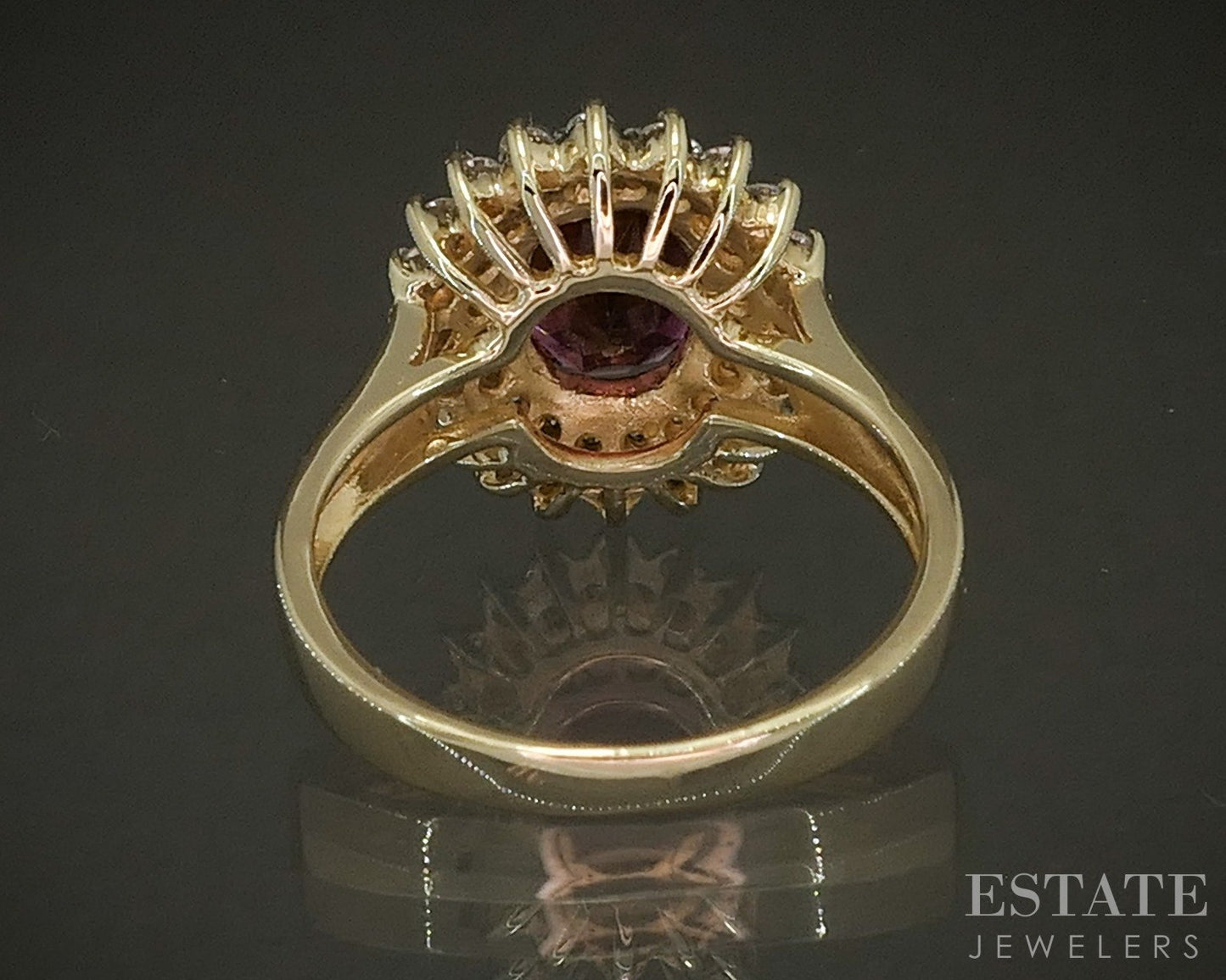 14k Yellow Gold Oval Natural Pink Tourmaline & Diamond Halo Ring 4.7g p23578
