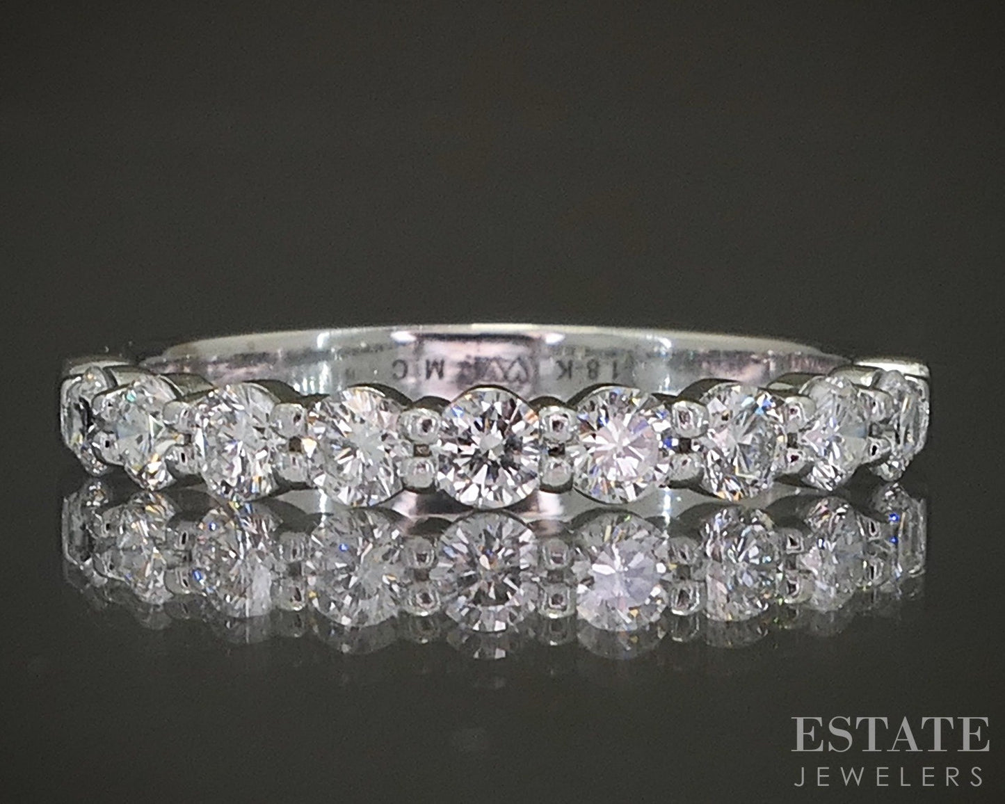 18k White Gold Natural .45ctw Diamond Ladies Wedding Band 2.6g p22829