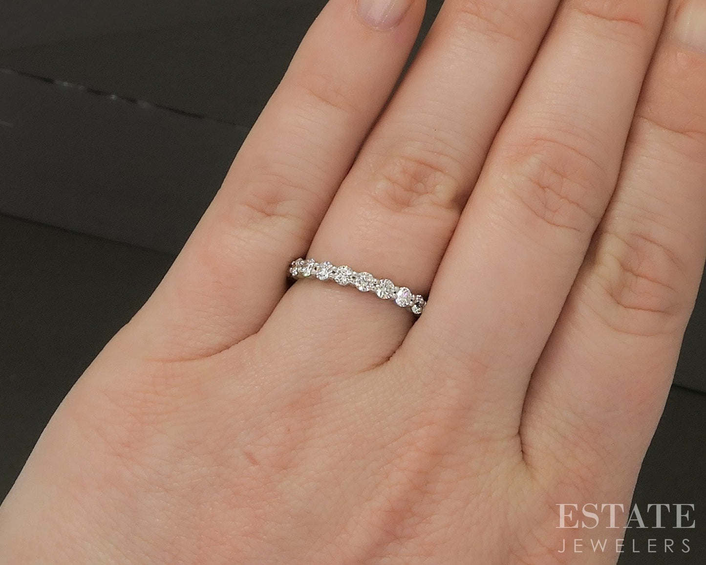 18k White Gold Natural .45ctw Diamond Ladies Wedding Band 2.6g p22829