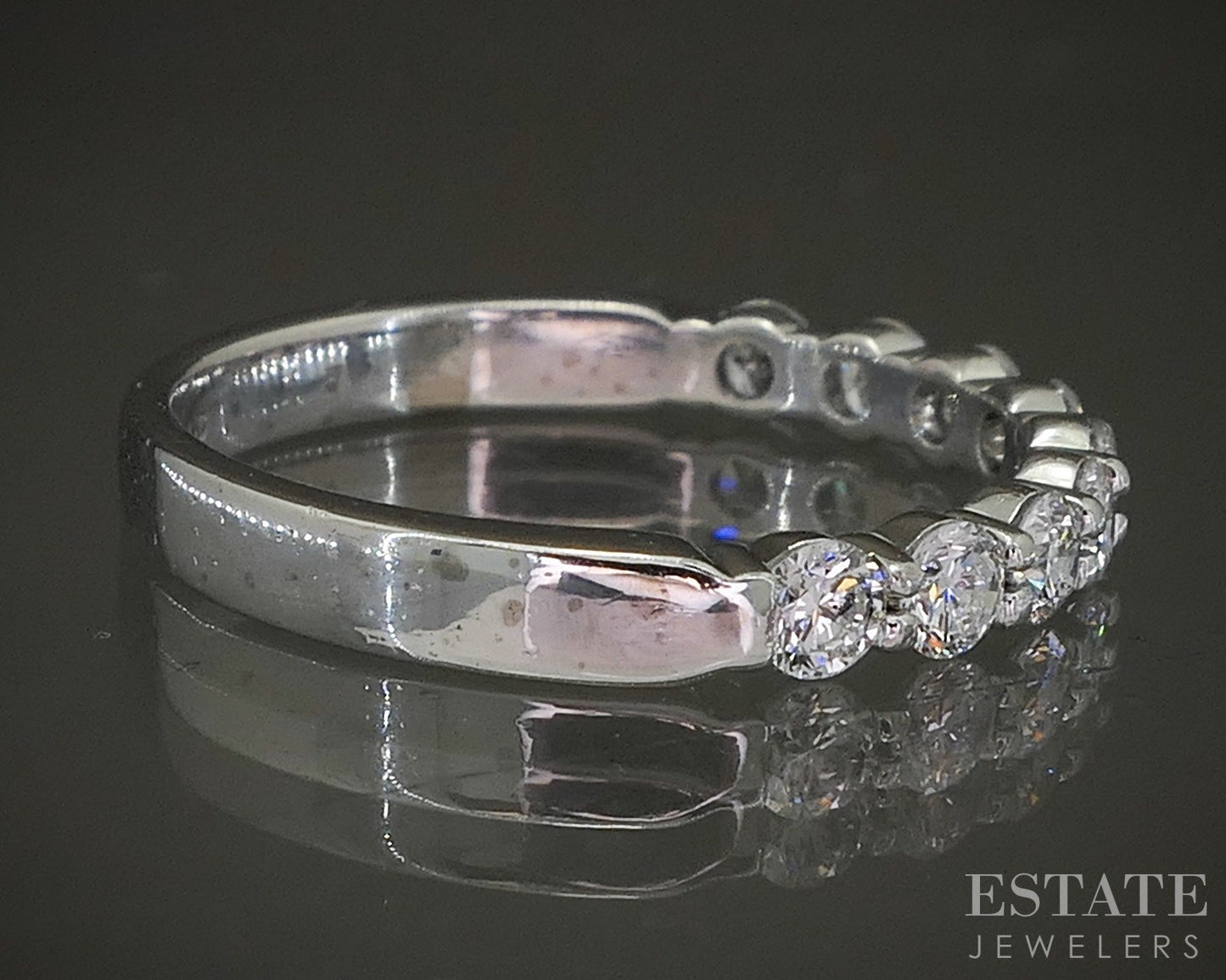 18k White Gold Natural .45ctw Diamond Ladies Wedding Band 2.6g p22829