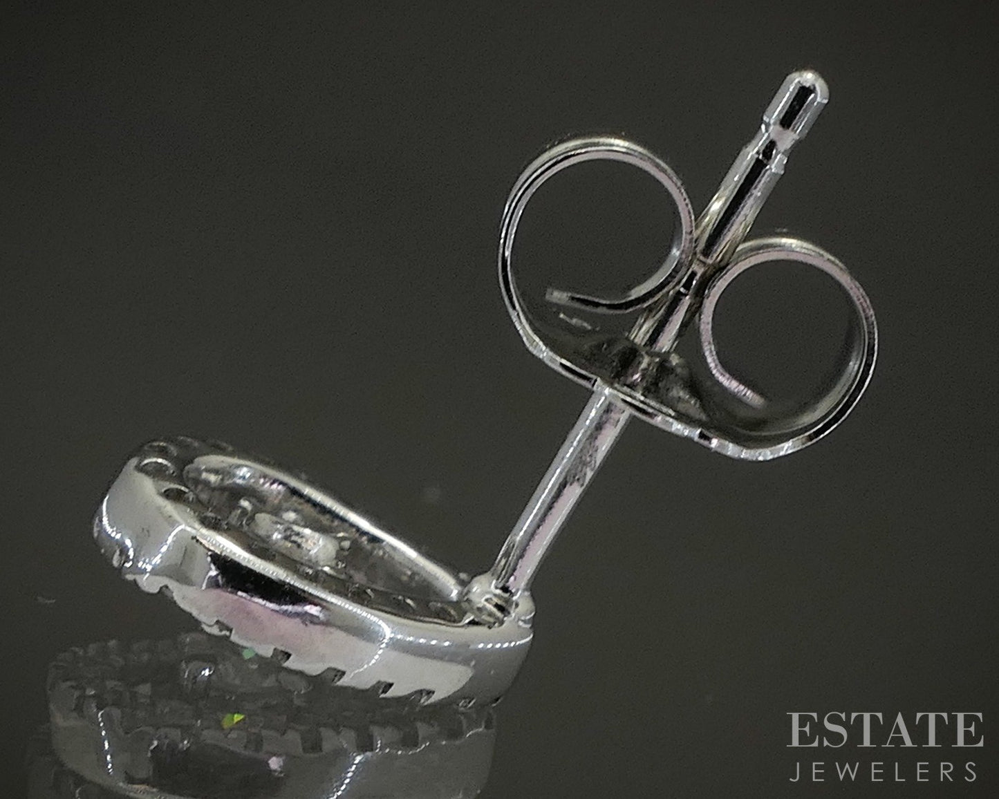 10k White Gold Natural .13ctw Diamond Halo Teardrop Earrings 0.8g p23331