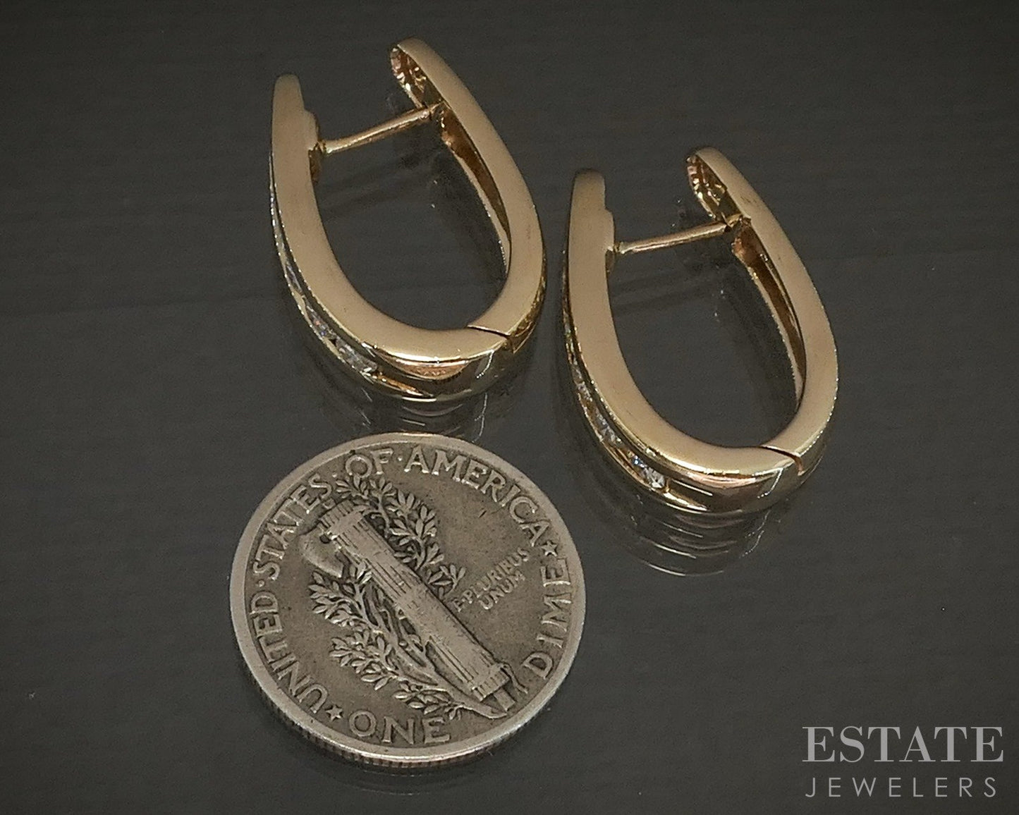 14k Yellow Gold Natural .70ctw Diamond Hinged Hoop Earrings 8.1g p23335