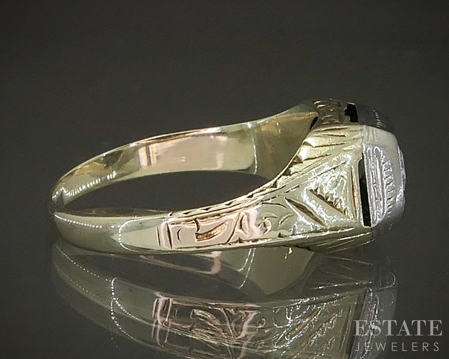 Vintage 14k Two Tone Gold Natural .08ct Diamond Solitaire Ring 3.4g p22923