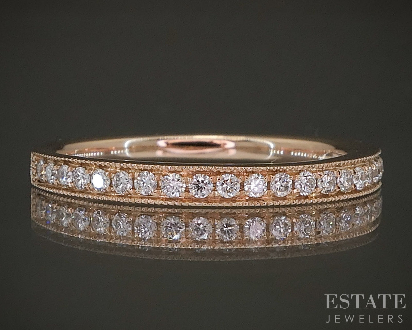 14k Rose Gold Round Natural .15ctw Diamond Ladies Wedding Band 2.3g p23041