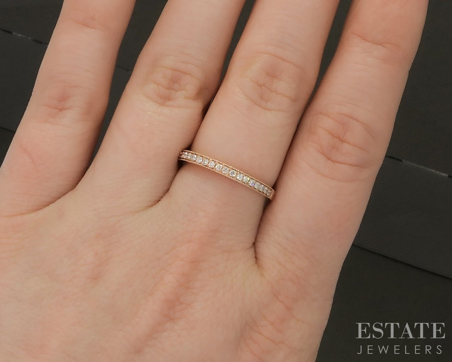 14k Rose Gold Round Natural .15ctw Diamond Ladies Wedding Band 2.3g p23041