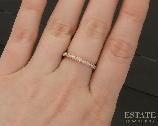 14k Rose Gold Round Natural .15ctw Diamond Ladies Wedding Band 2.3g p23041