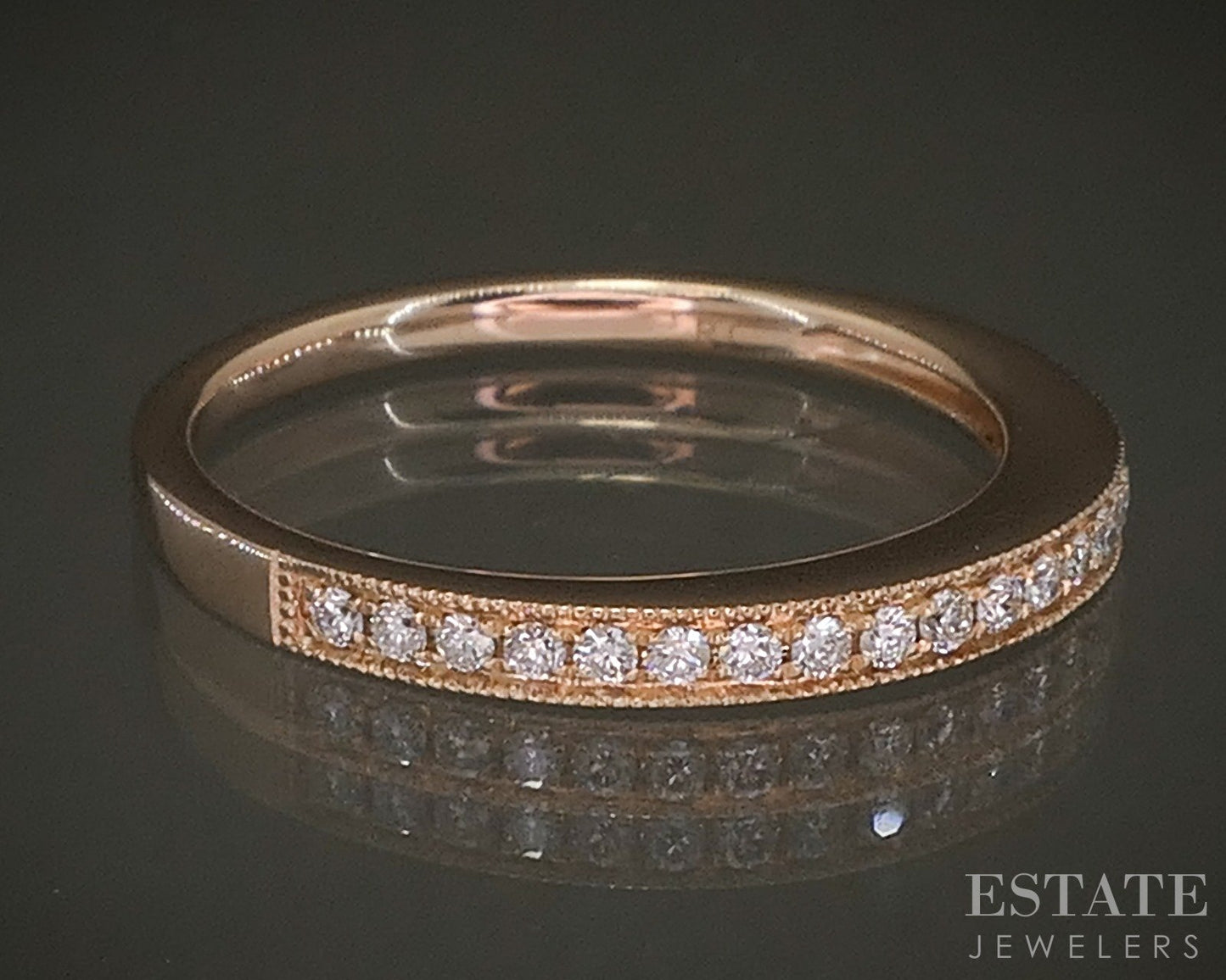 14k Rose Gold Round Natural .15ctw Diamond Ladies Wedding Band 2.3g p23041