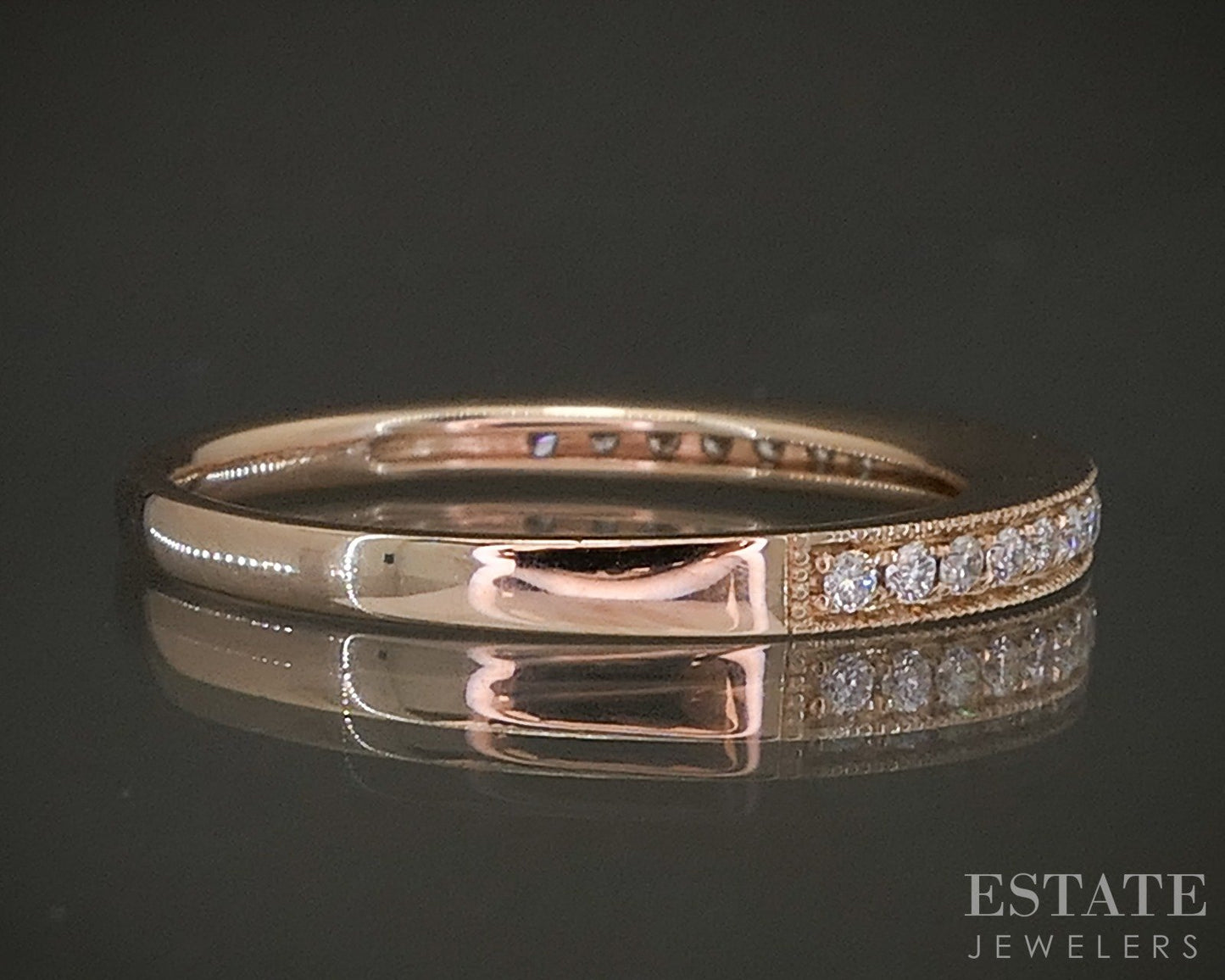 14k Rose Gold Round Natural .15ctw Diamond Ladies Wedding Band 2.3g p23041