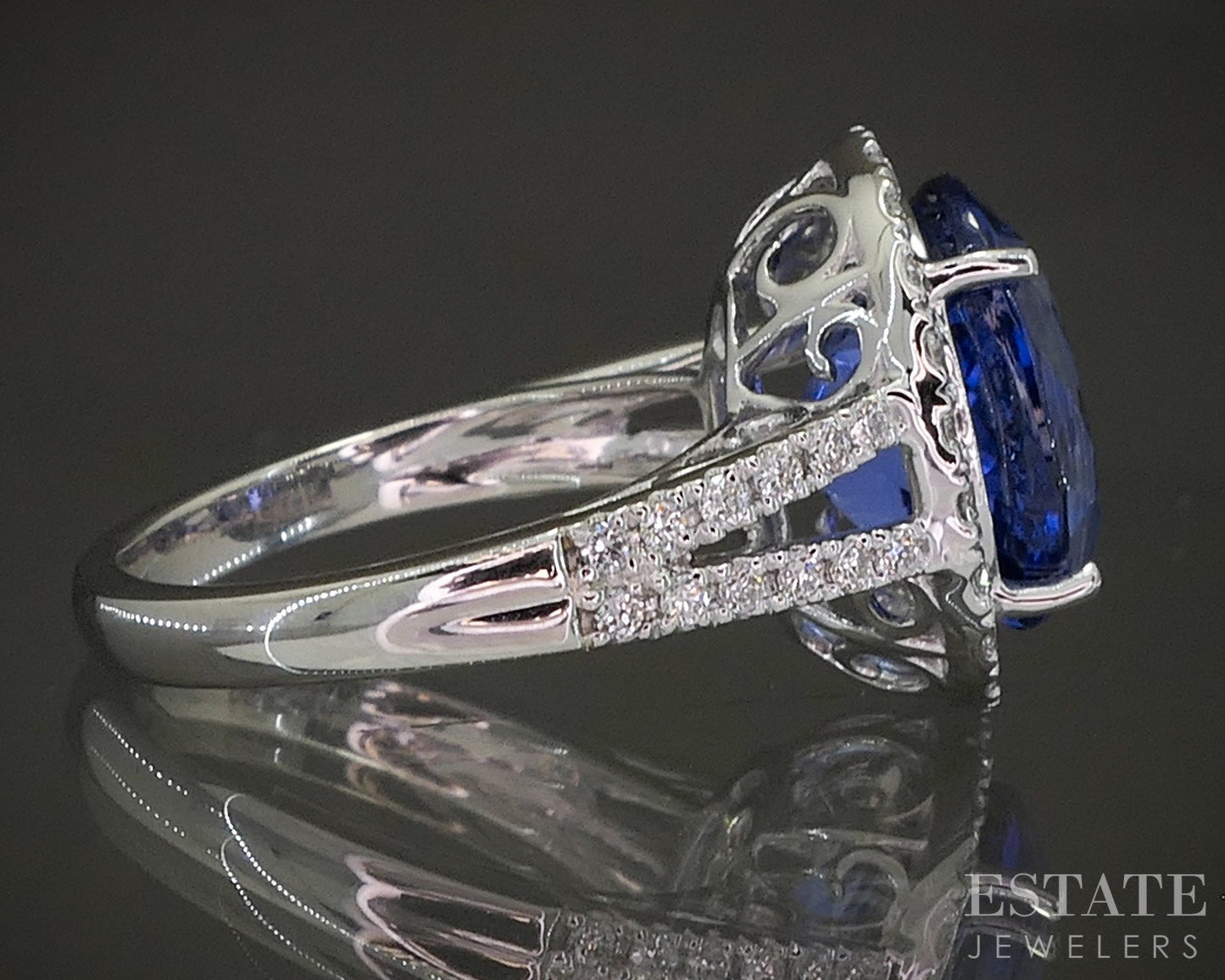 Platinum Oval Natural 4.5ct Tanzanite & Diamond Halo Cocktail Ring 7.9g p23064