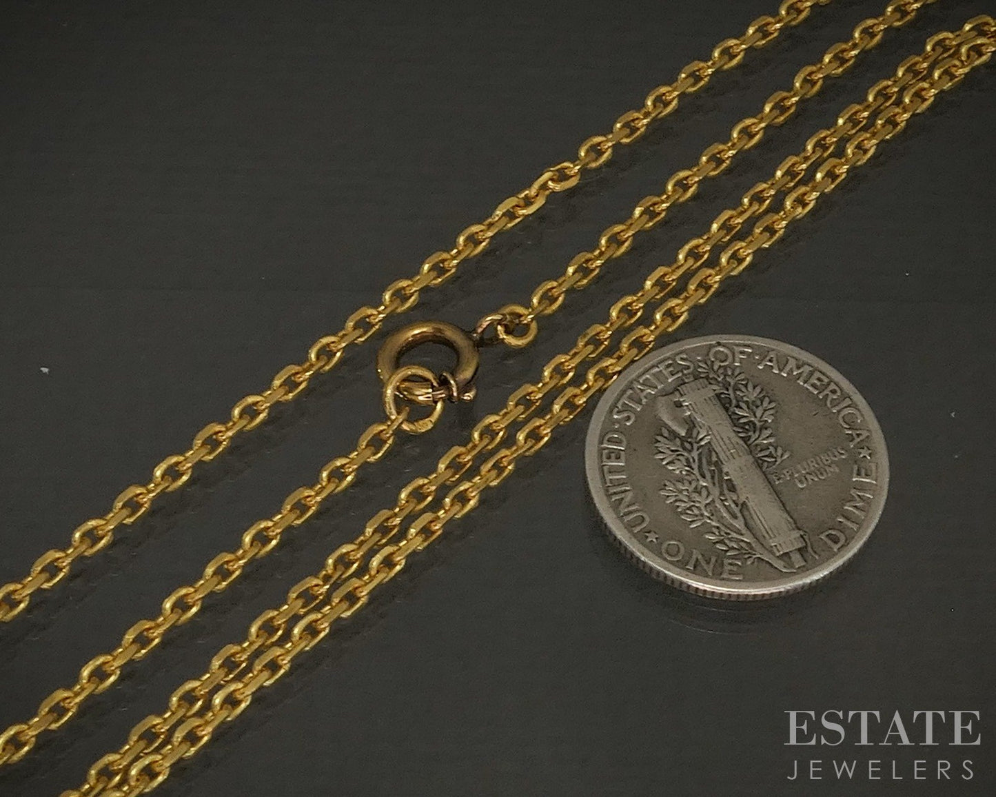 18k Yellow Gold 1.7mm Cable Chain Solid Link Necklace 6.4g 24"L p23808