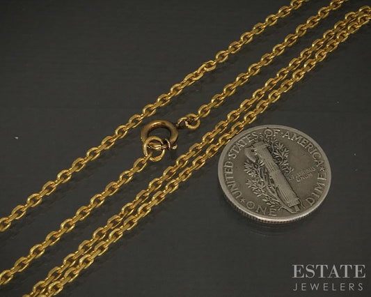 18k Yellow Gold 1.7mm Cable Chain Solid Link Necklace 6.4g 24"L p23808