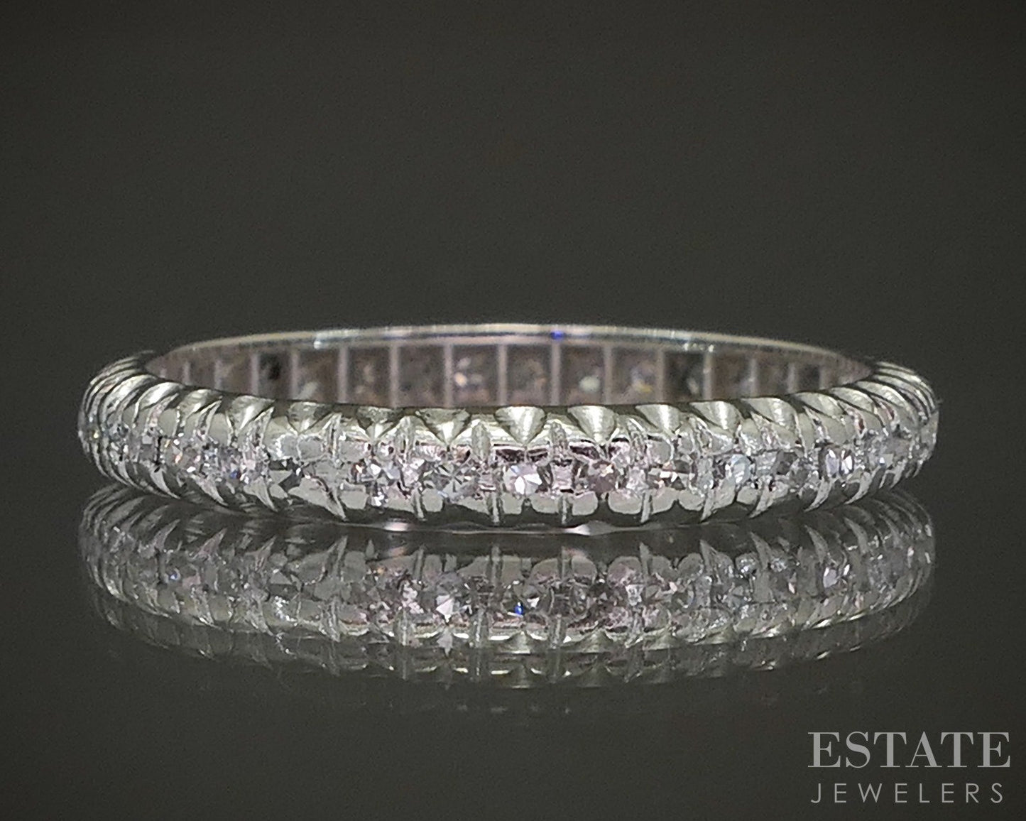 Vintage Platinum Single Cut Natural .16ctw Diamond Eternity Band 1.8g p22778