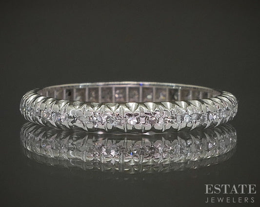 Vintage Platinum Single Cut Natural .16ctw Diamond Eternity Band 1.8g p22778
