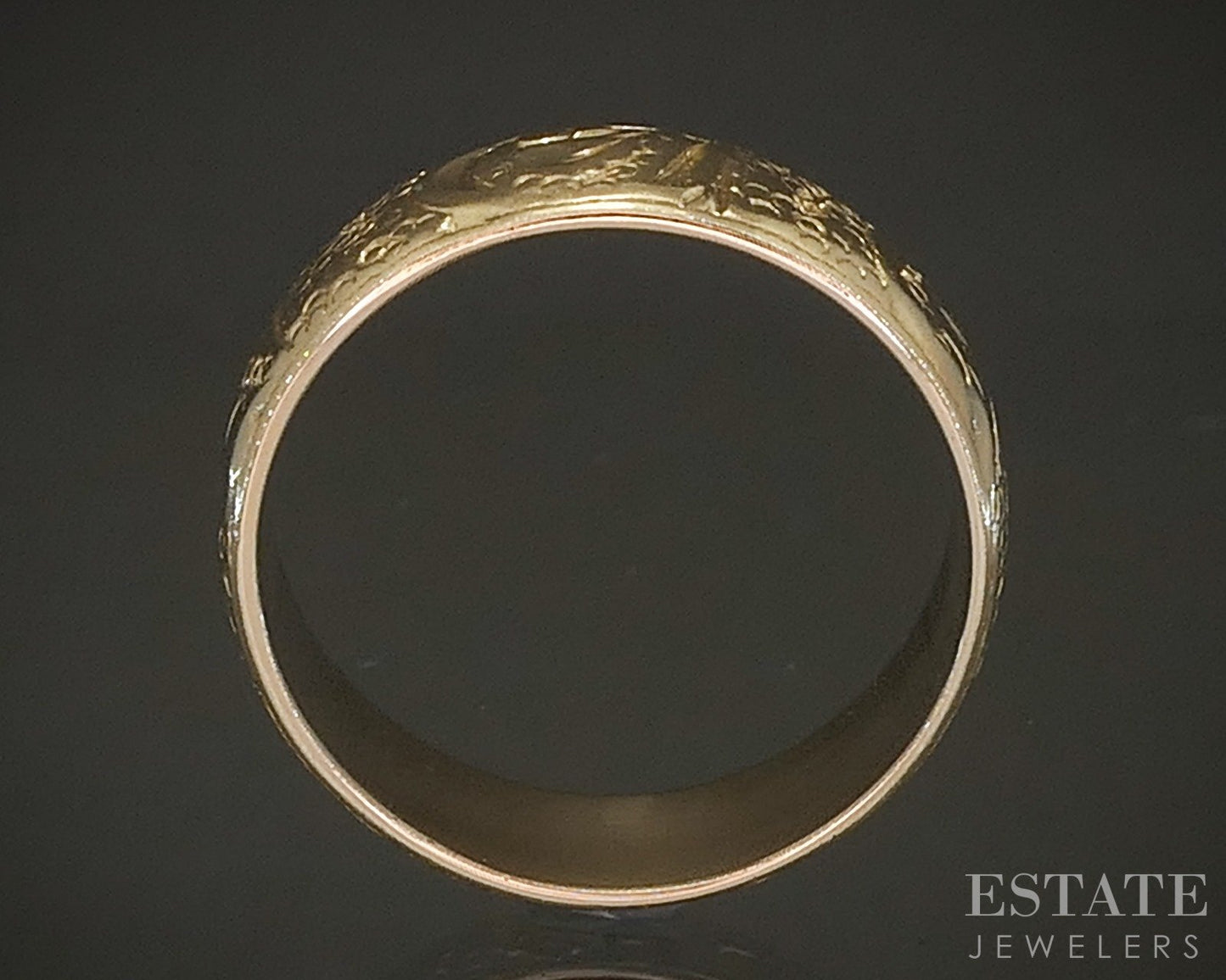 Antique 14k Yellow Gold 5.8mm Engraved Cigar Band Ring 4.1g p22782