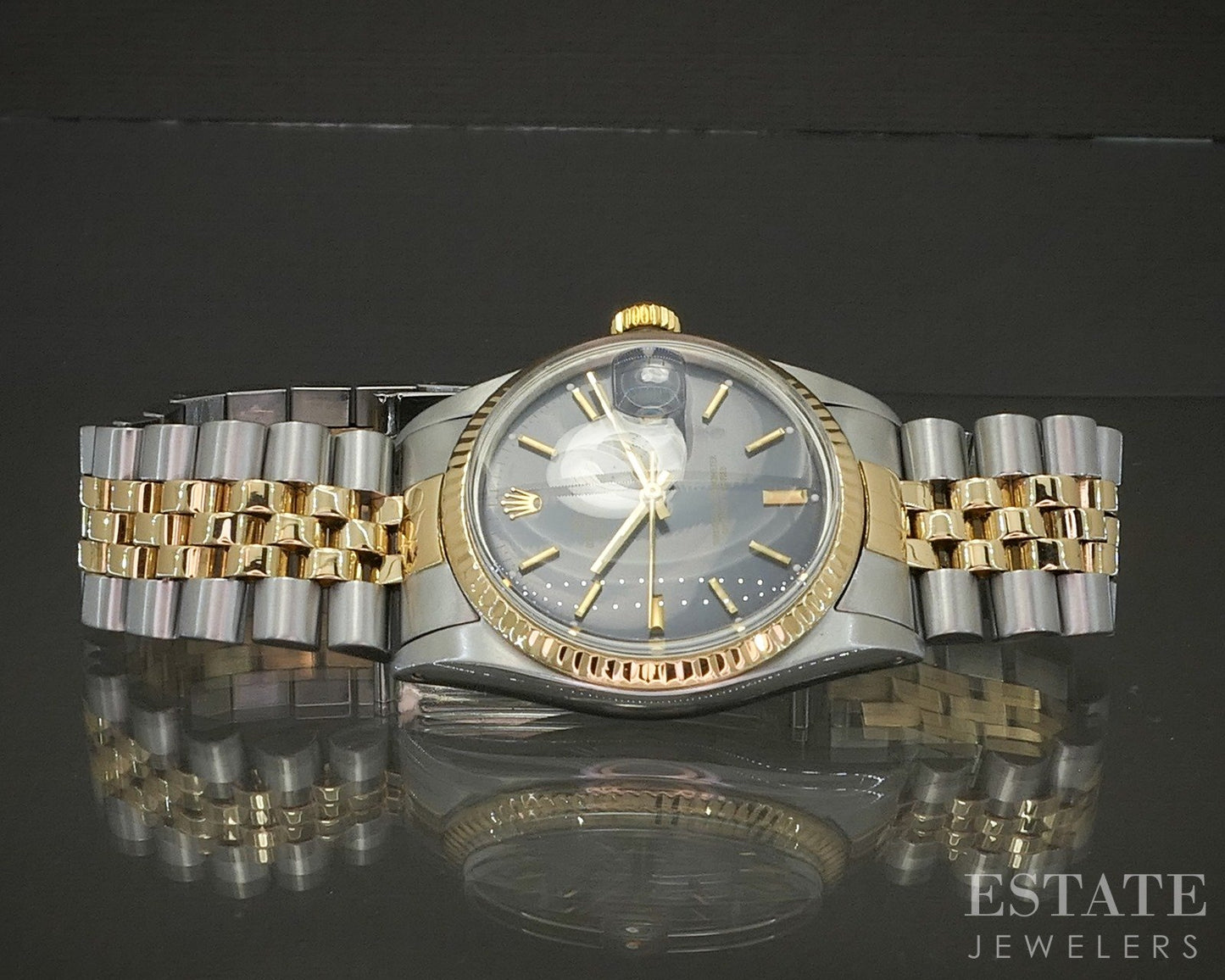 1984 Rolex Datejust 16013 Two Tone Blue Stick Dial 36mm Watch p25290