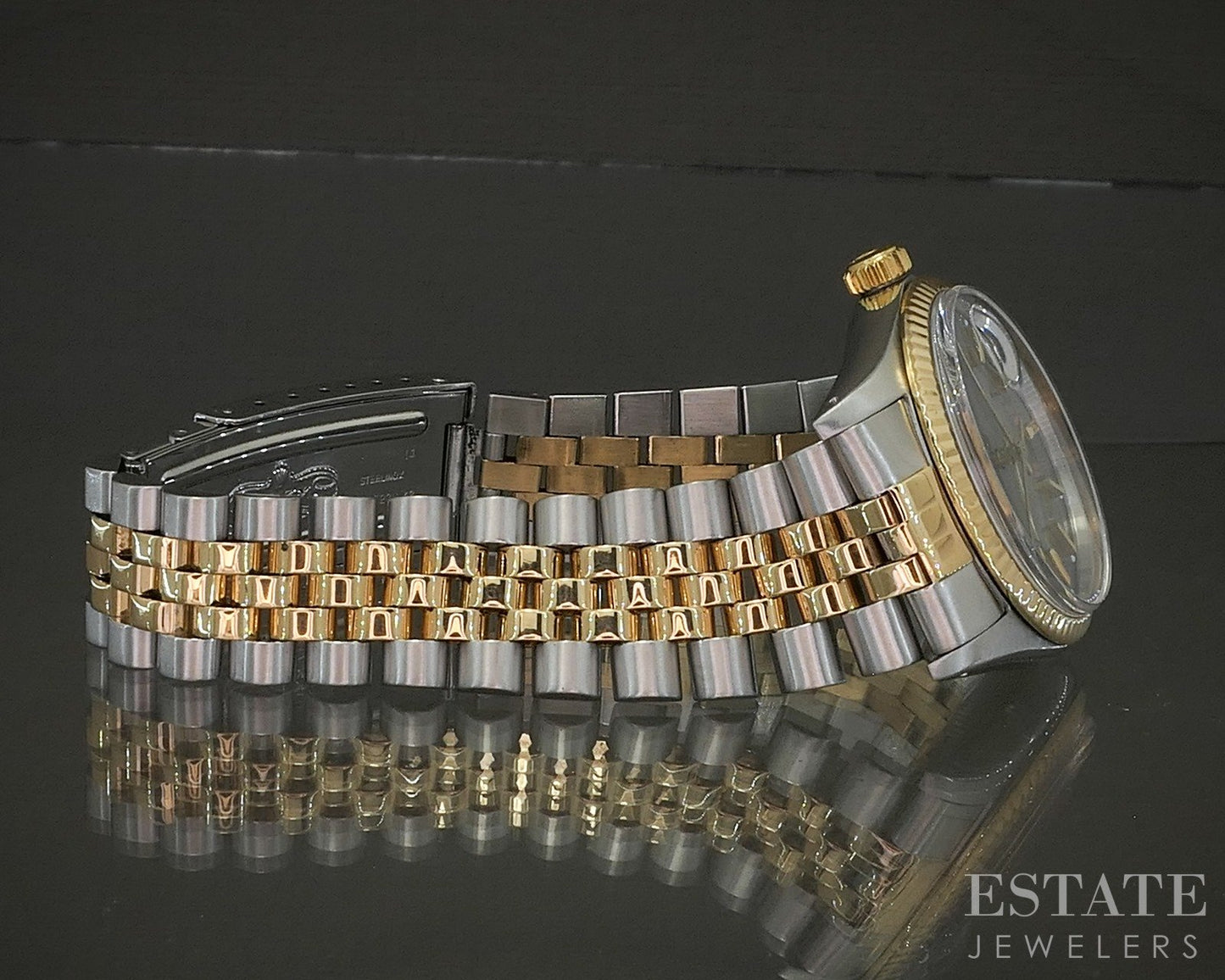 1984 Rolex Datejust 16013 Two Tone Blue Stick Dial 36mm Watch p25290