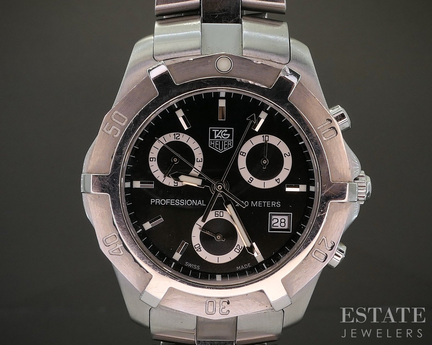 Tag Heuer Professional 200 Chronograph CN111F Black Dial Stainless Watch p25685