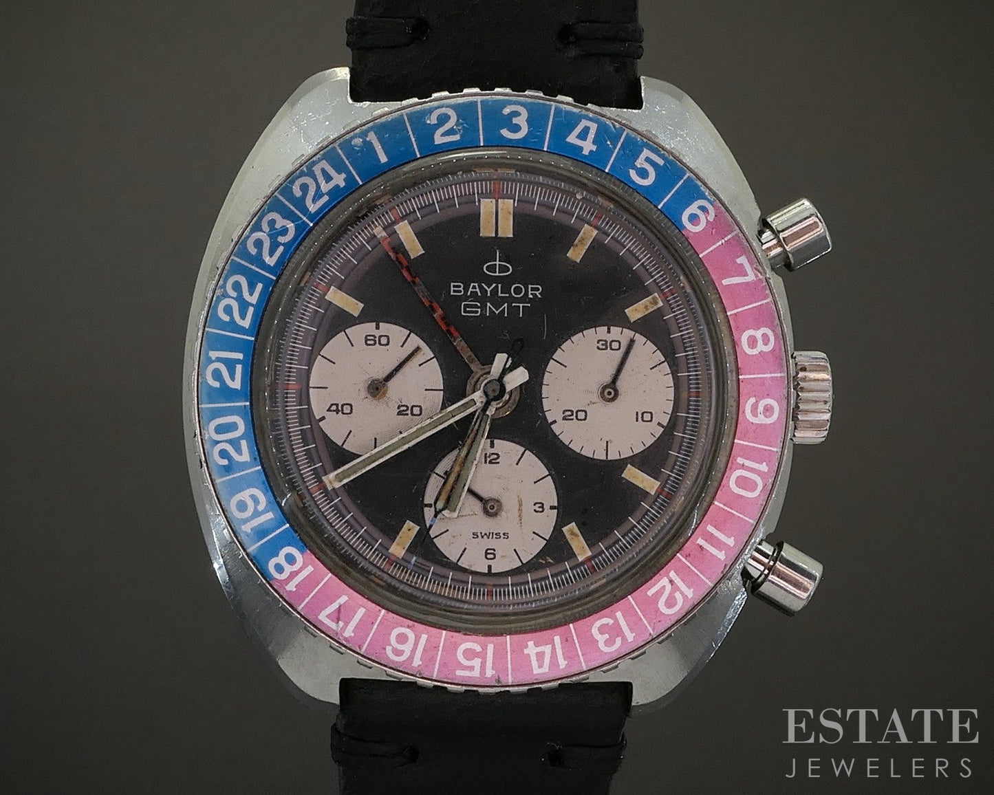 Vintage Baylor GMT Pepsi Chronograph Ref. 4213 Valjoux 724 Watch p25722