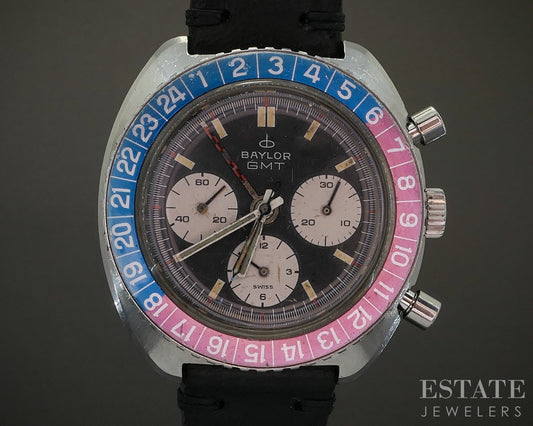 Vintage Baylor GMT Pepsi Chronograph Ref. 4213 Valjoux 724 Watch p25722