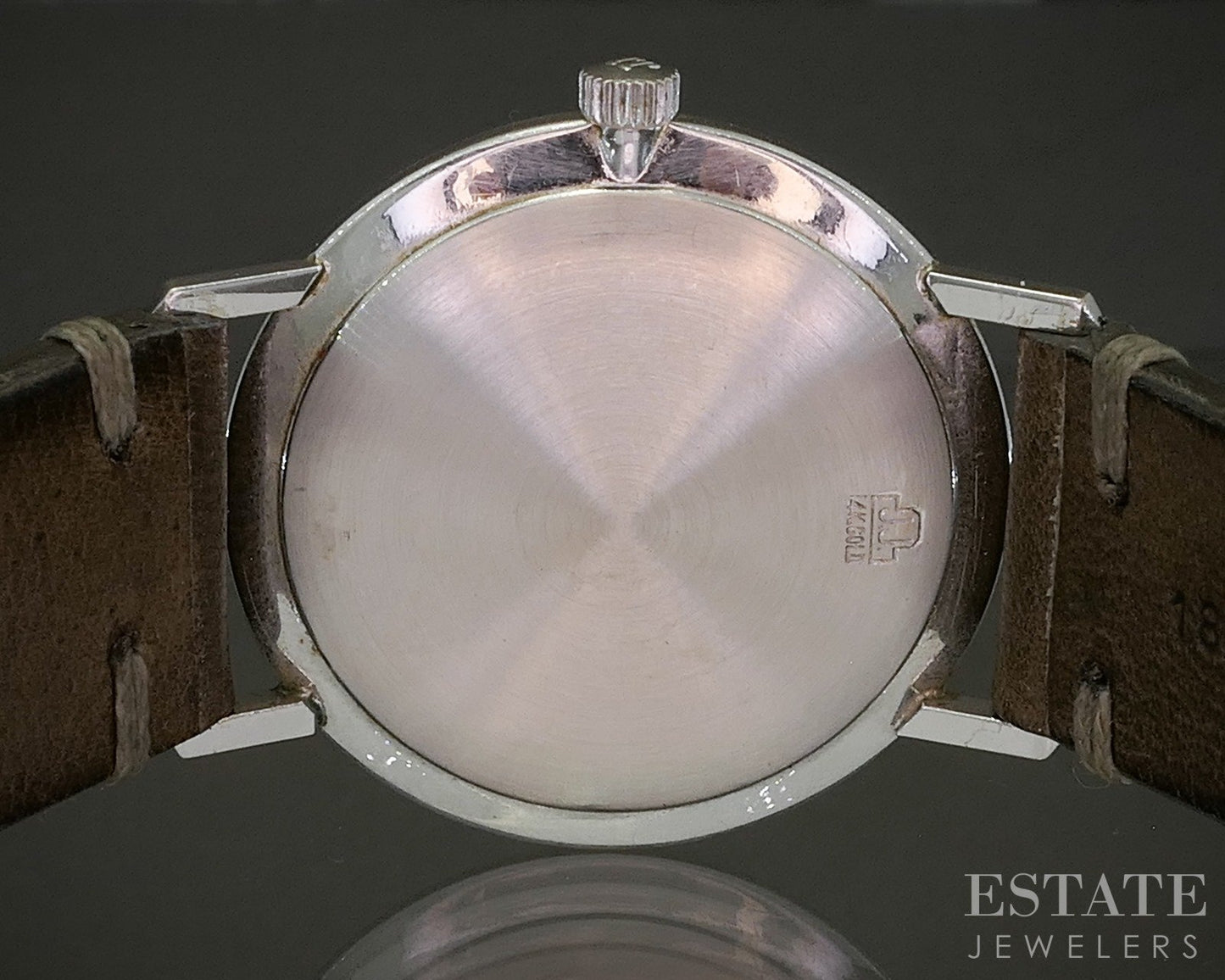 Vintage 1960s 14k White Gold Jules Jurgensen Natural Diamond Mens Watch p21358