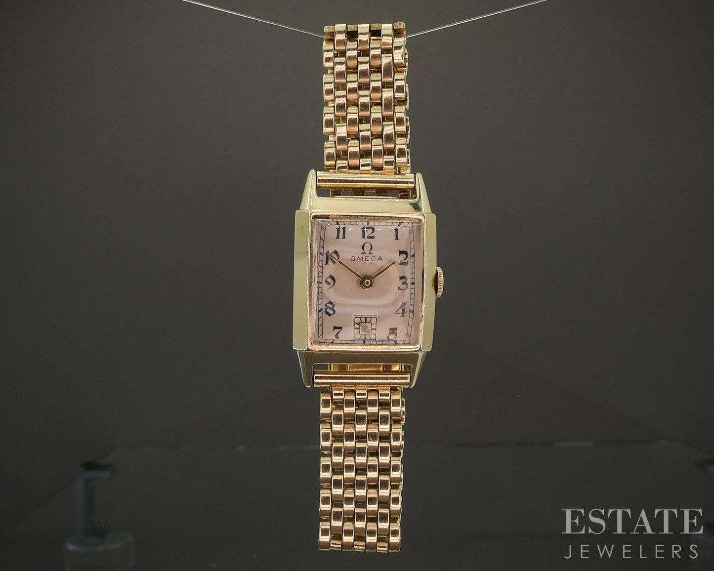 1944 14k Yellow Gold Omega JB Champion Beads of Rice Bracelet Mens Watch p24776