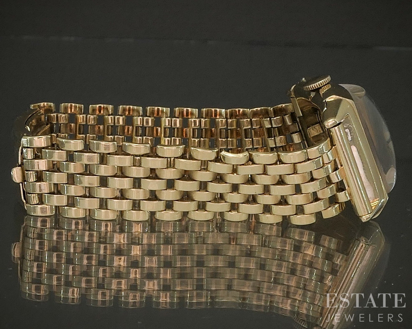 1944 14k Yellow Gold Omega JB Champion Beads of Rice Bracelet Mens Watch p24776