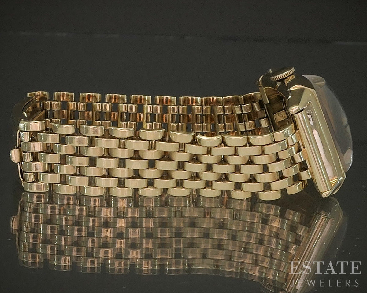 1944 14k Yellow Gold Omega JB Champion Beads of Rice Bracelet Mens Watch p24776
