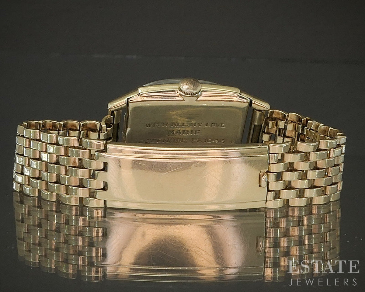 1944 14k Yellow Gold Omega JB Champion Beads of Rice Bracelet Mens Watch p24776