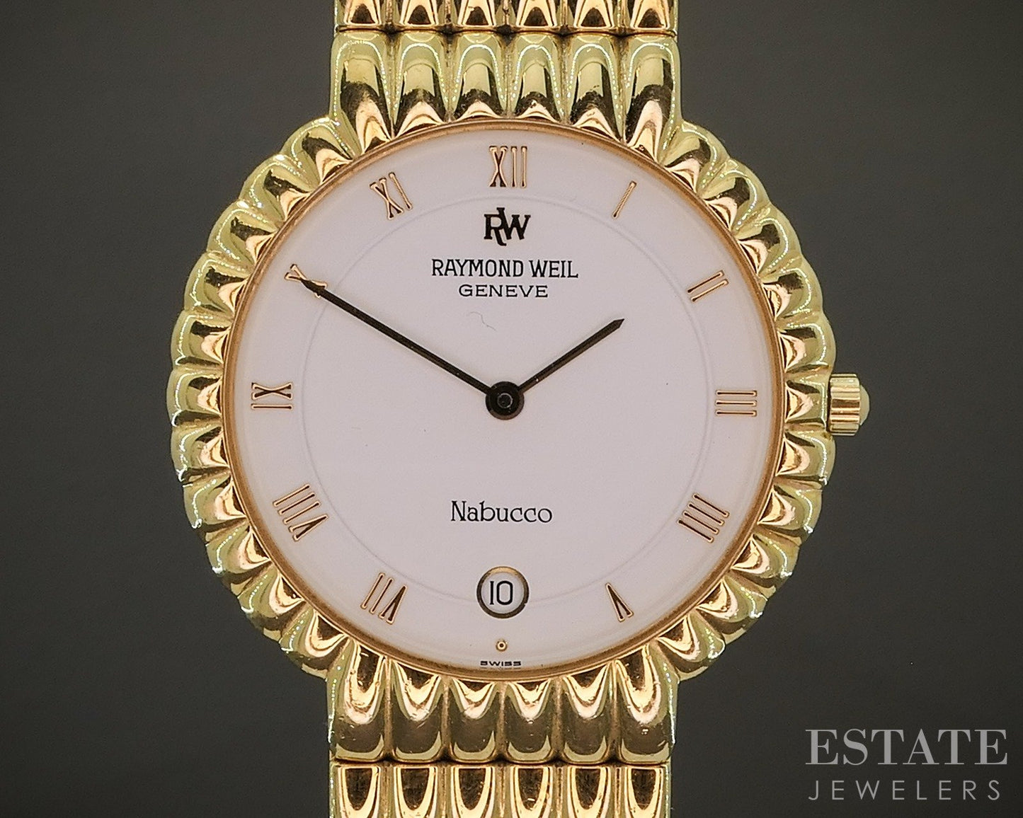 Raymond Weil Geneve Nabucco Date Gold Tone Bracelet Mens Watch p22484