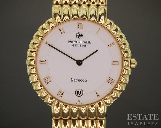 Raymond Weil Geneve Nabucco Date Gold Tone Bracelet Mens Watch p22484