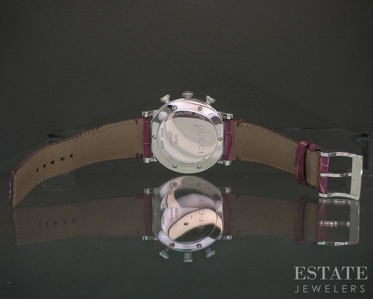 Gucci 101m Chrono Diamond Stainless Pink Ladies Watch p20538
