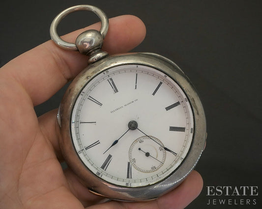 Antique Coin Silver Illinois Currier Grade Key Wind 13j Pocket Watch p26528