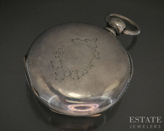 Antique Coin Silver Illinois Currier Grade Key Wind 13j Pocket Watch p26528