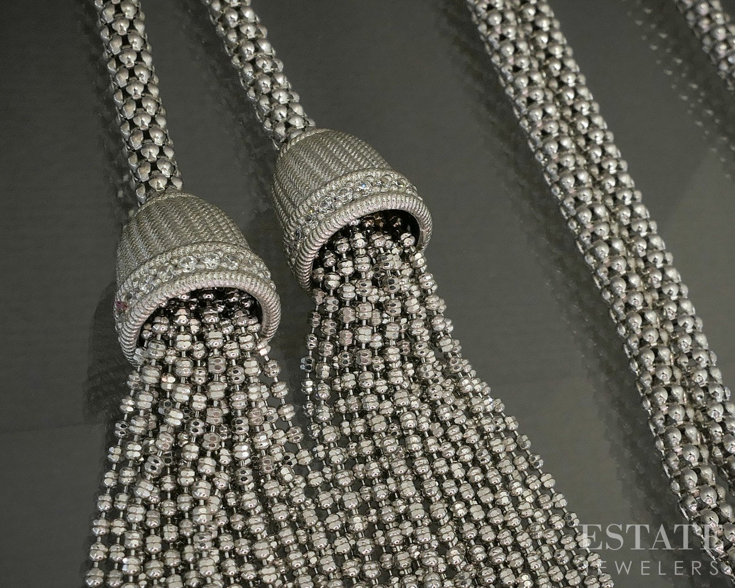 Sterling Judith Ripka CZ Popcorn Chain Verona Tassel Necklace 60.5g 24"L p26614