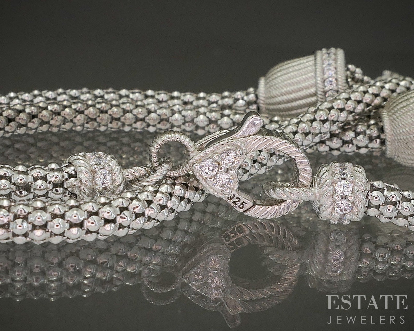 Sterling Judith Ripka CZ Popcorn Chain Verona Tassel Necklace 60.5g 24"L p26614