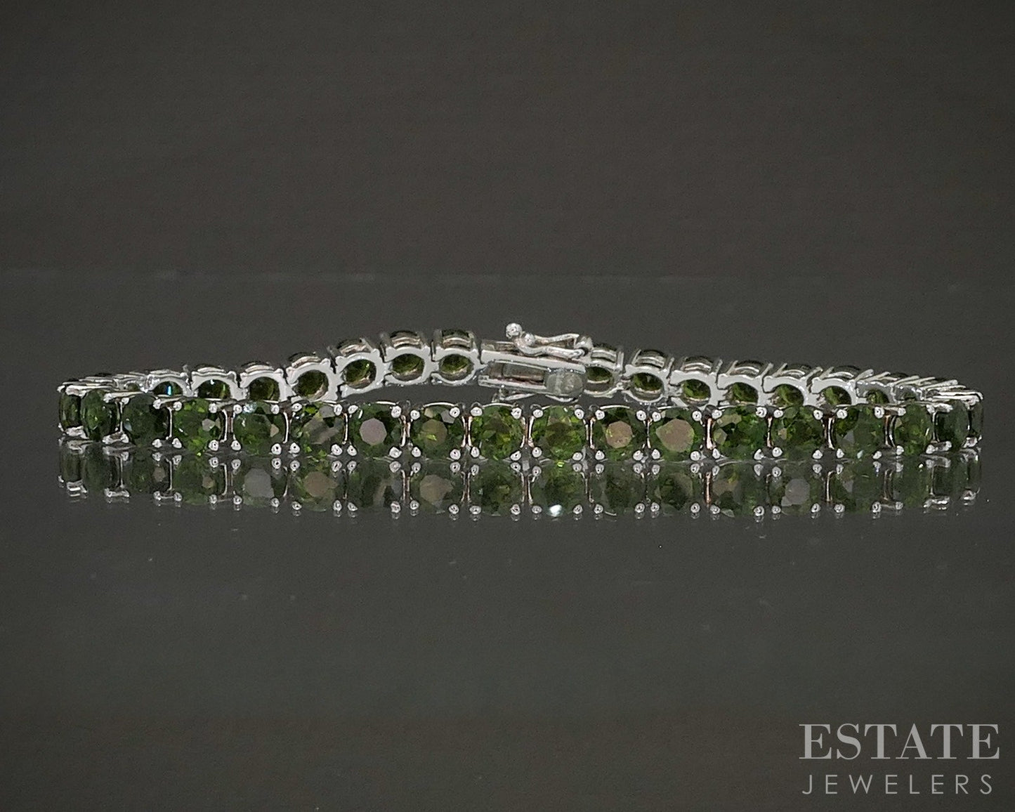 Sterling Silver Natural Chrome Diopside Tennis Bracelet 13.8g 7.25"L p26618