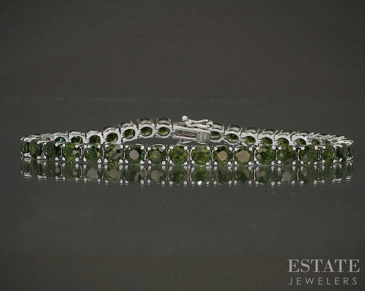 Sterling Silver Natural Chrome Diopside Tennis Bracelet 13.8g 7.25"L p26618