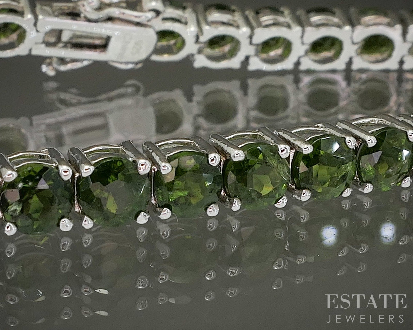 Sterling Silver Natural Chrome Diopside Tennis Bracelet 13.8g 7.25"L p26618