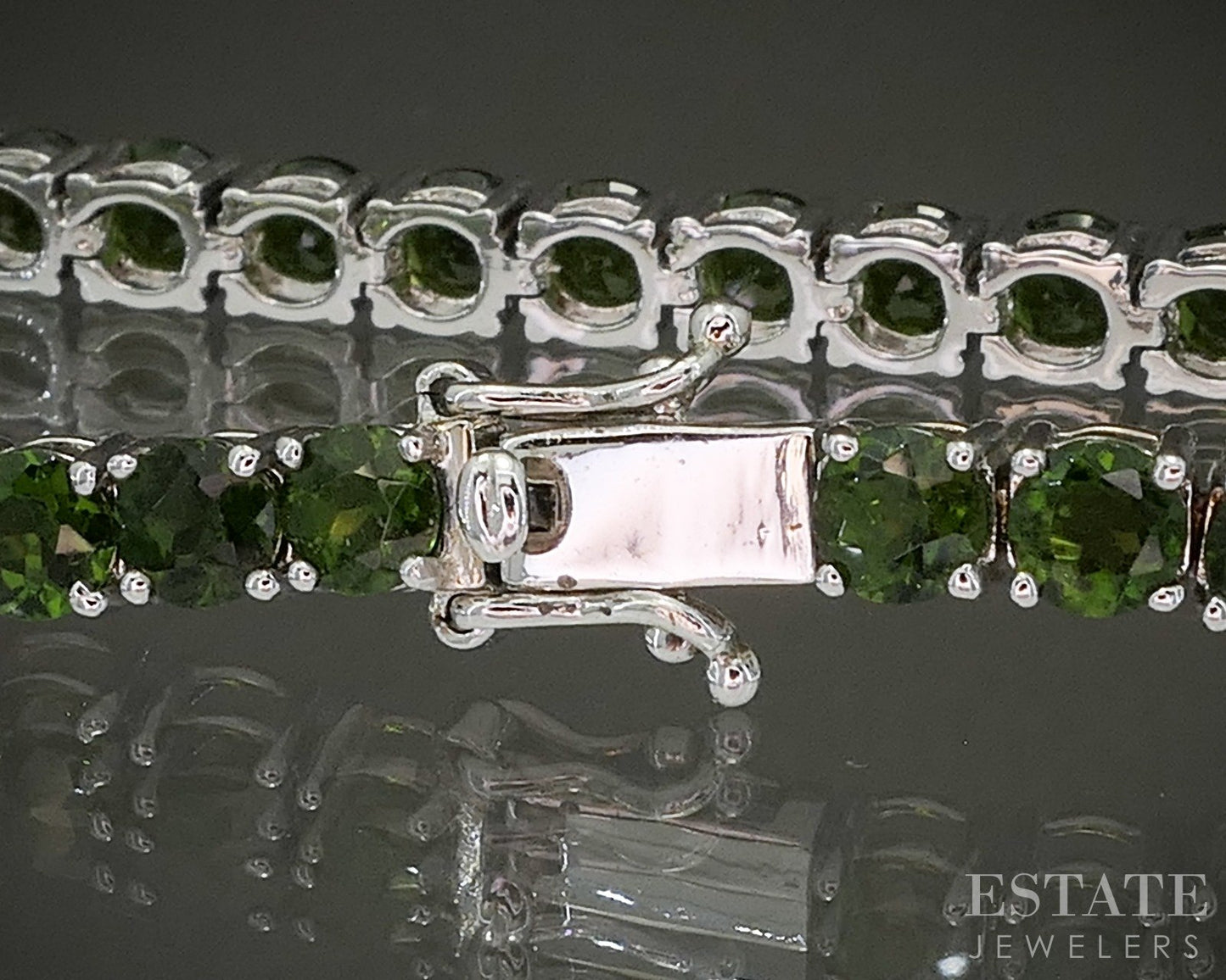 Sterling Silver Natural Chrome Diopside Tennis Bracelet 13.8g 7.25"L p26618