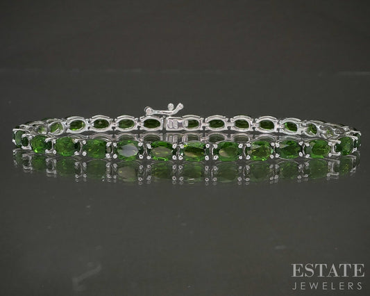 Sterling Silver Natural Chrome Diopside Tennis Bracelet 11.3g 7.25"L p26619