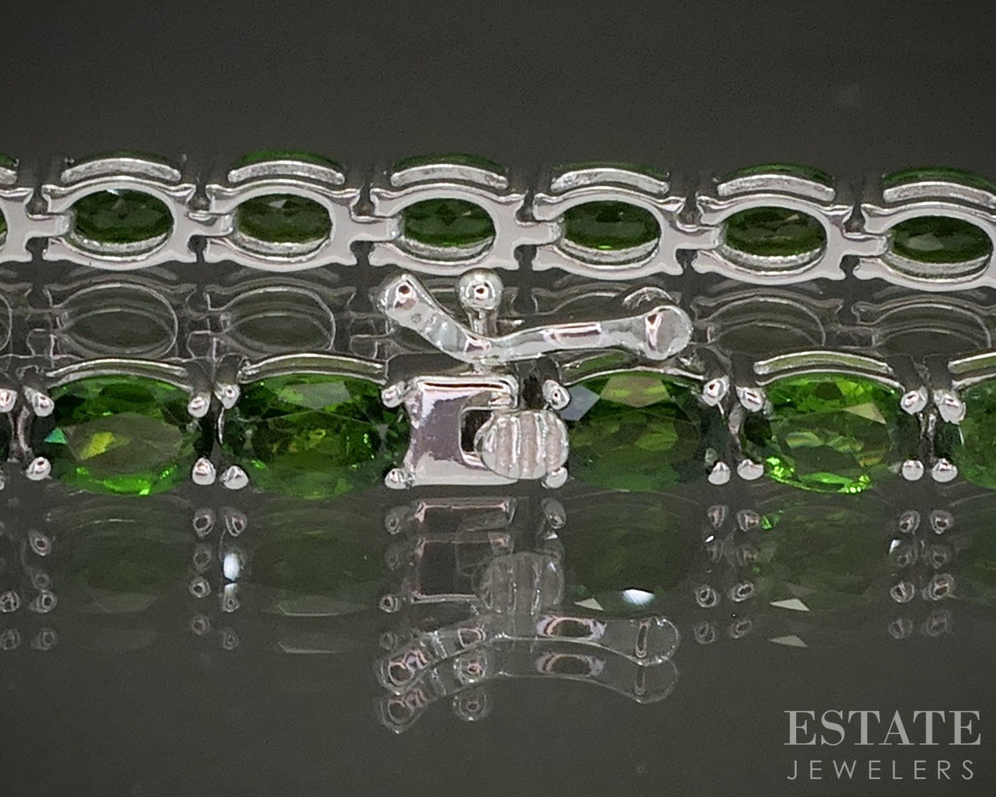 Sterling Silver Natural Chrome Diopside Tennis Bracelet 11.3g 7.25"L p26619