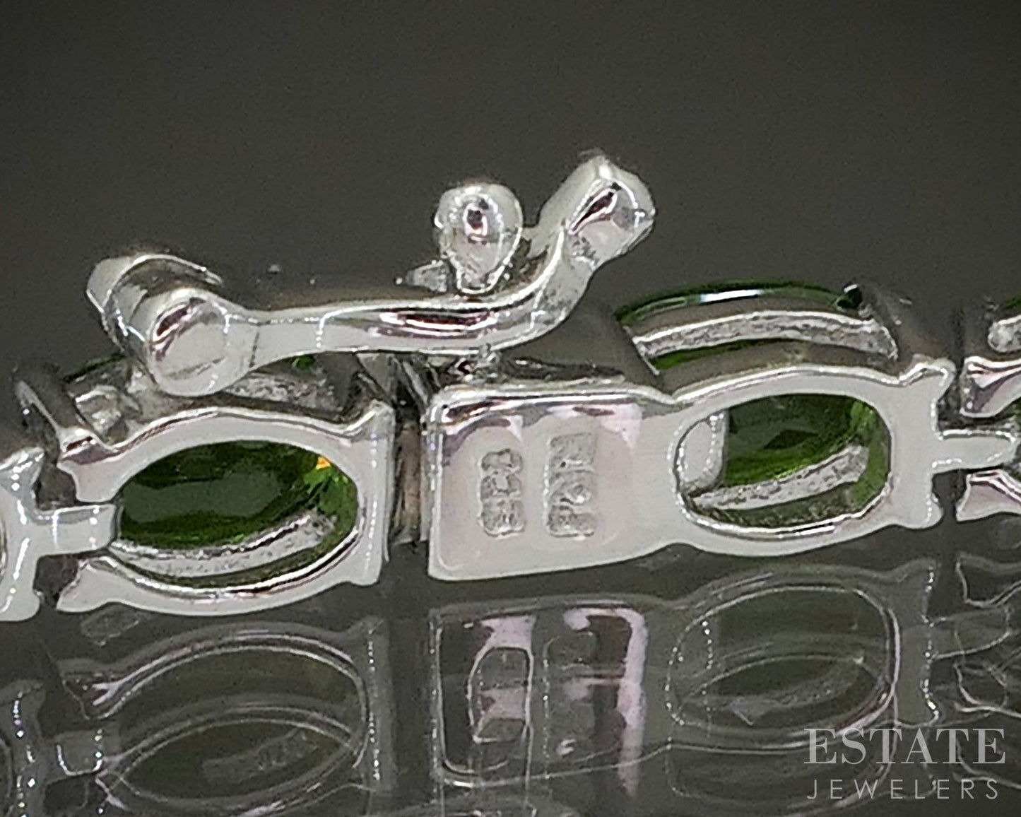 Sterling Silver Natural Chrome Diopside Tennis Bracelet 11.3g 7.25"L p26619