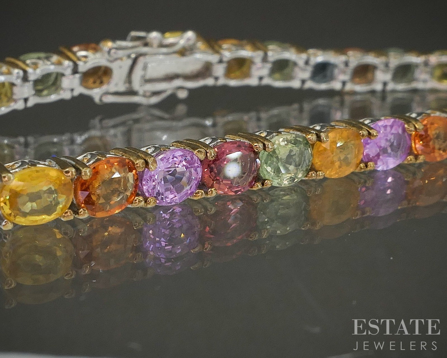 Sterling Michael Valitutti Multi Colored Sapphire Tennis Bracelet 7.25"L p26620