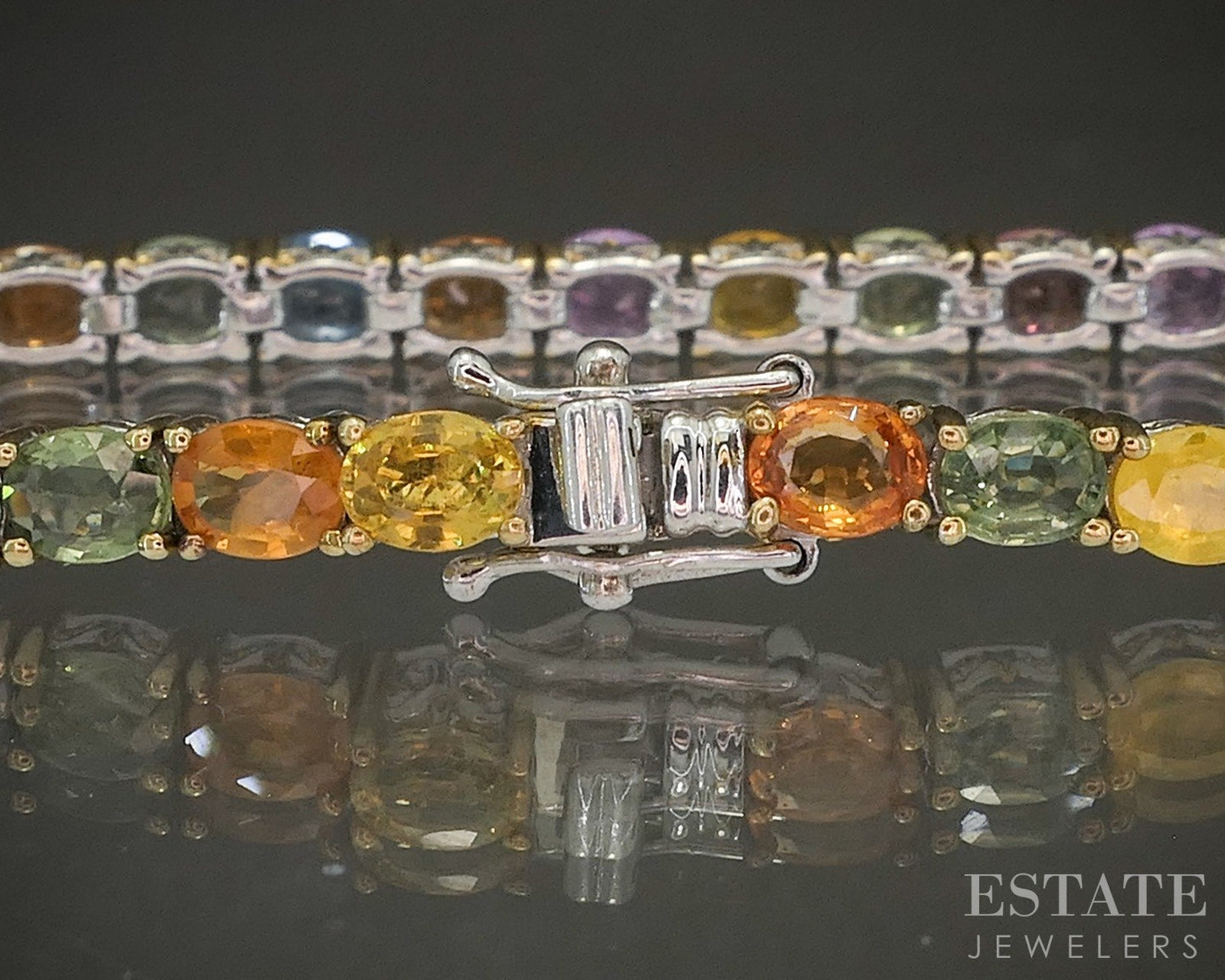 Sterling Michael Valitutti Multi Colored Sapphire Tennis Bracelet 7.25"L p26620