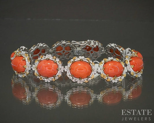 Sterling Michael Valitutti Natural Coral Tennis Bracelet 7.25"L p26621