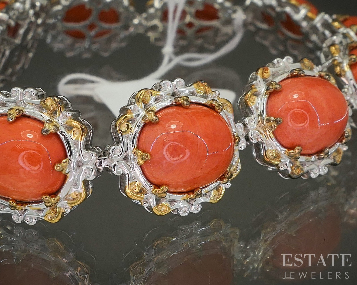 Sterling Michael Valitutti Natural Coral Tennis Bracelet 7.25"L p26621
