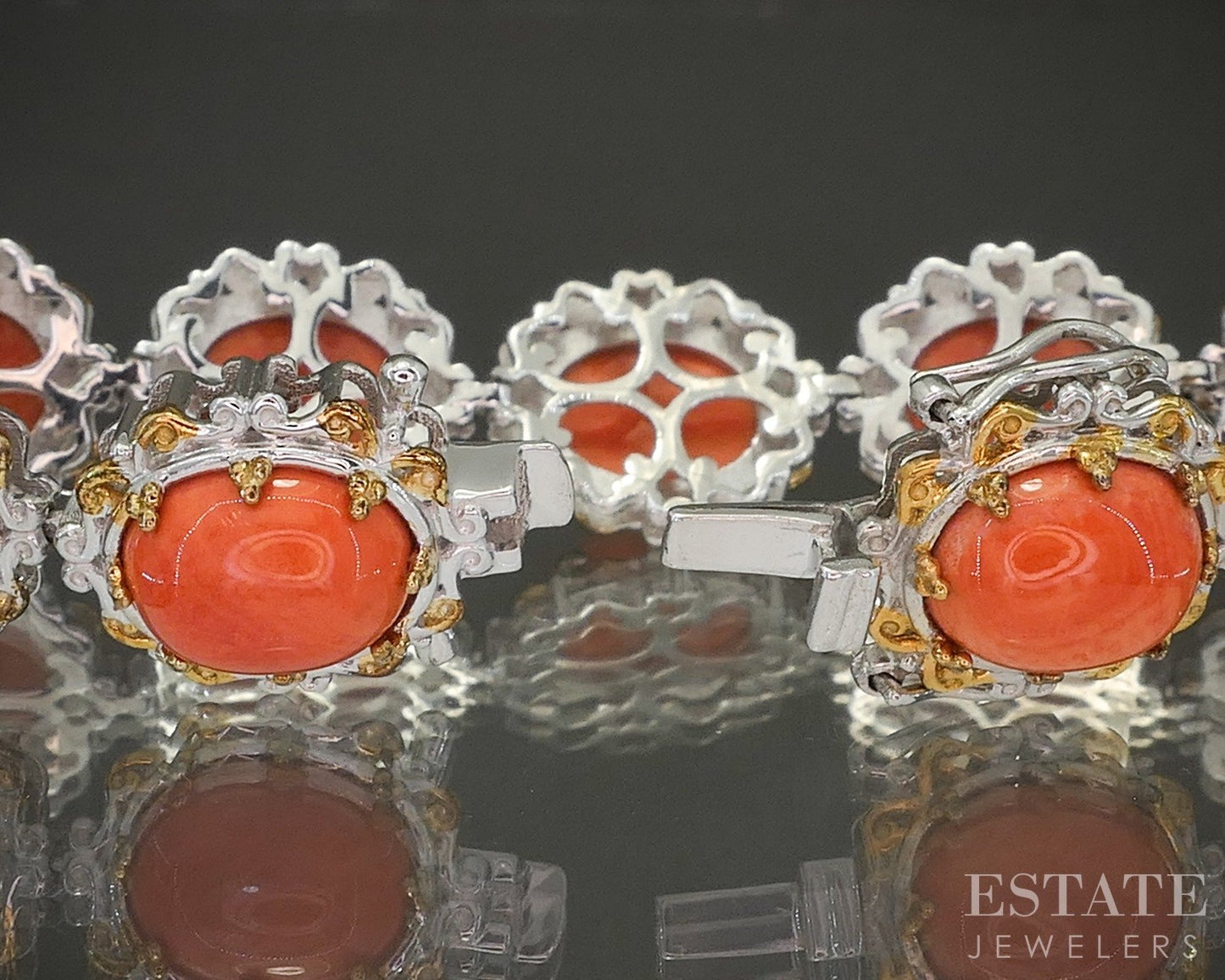 Sterling Michael Valitutti Natural Coral Tennis Bracelet 7.25"L p26621