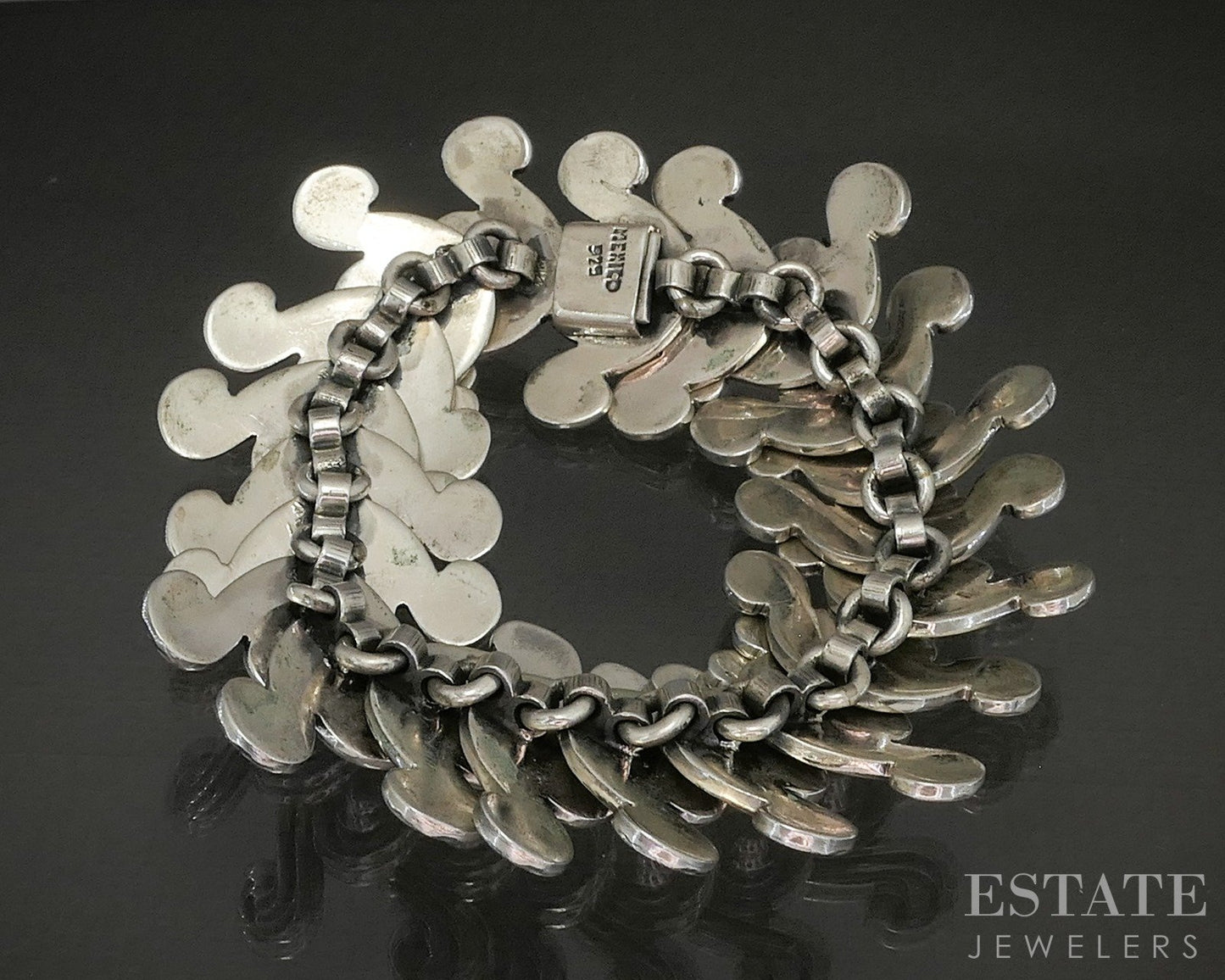 Vintage Sterling Silver Mexico Tribal Spiral Link Bracelet 160g 7.5"L p26623