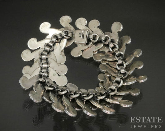 Vintage Sterling Silver Mexico Tribal Spiral Link Bracelet 160g 7.5"L p26623